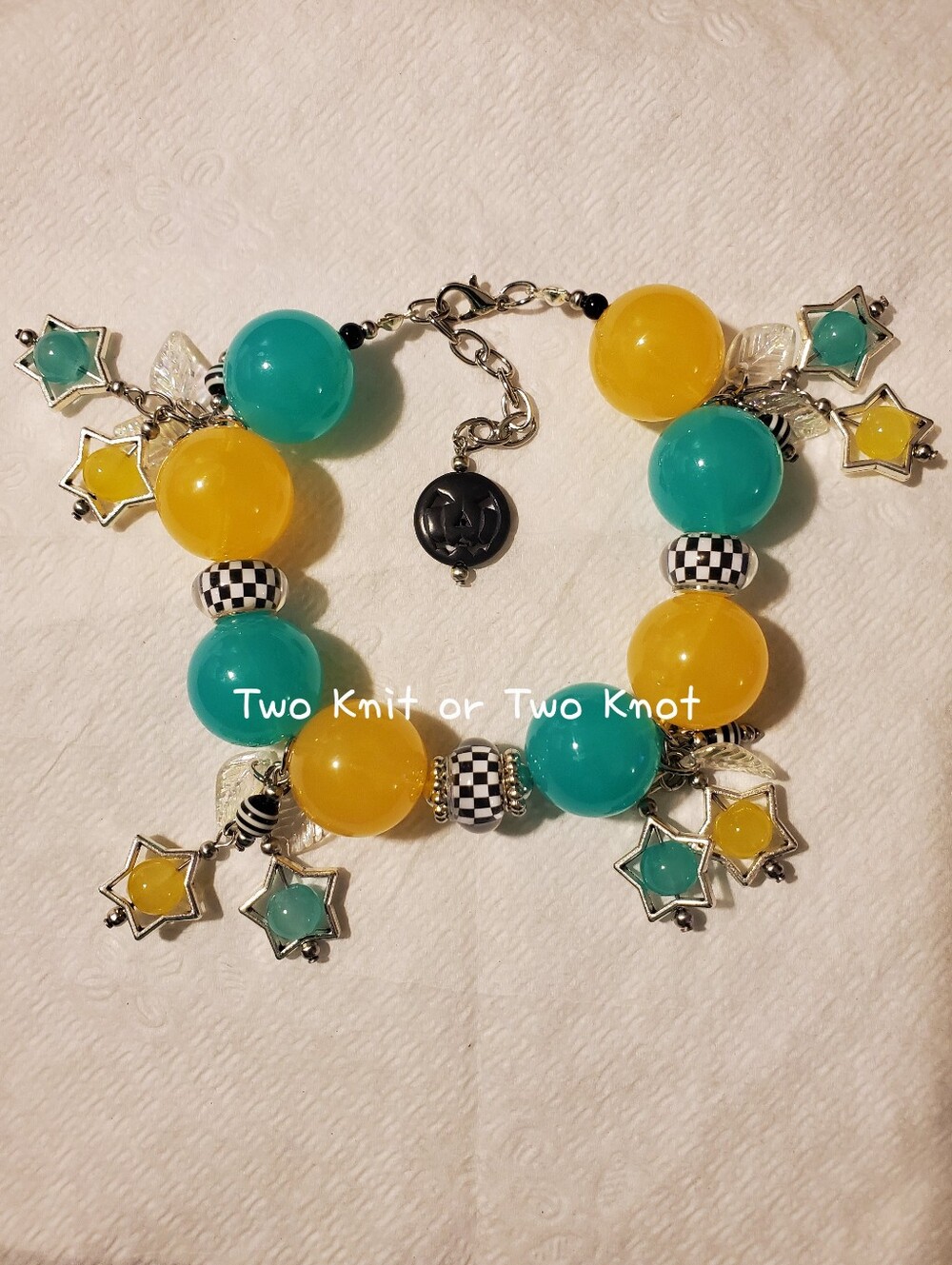NWT 4-in-1 OOAK Retro Chunky Beaded Bracelet Anklet Pet Collar Bag Charm Y2K